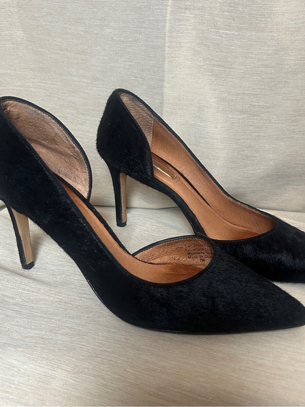 Halogen Black Pointed-Toe Stiletto Pumps black genuine calf hair